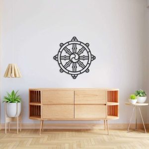 Personalized Dharmachakra Dharma Wheel for Meditation Room Yoga Studio Home Decor Custom Metal Sign 3