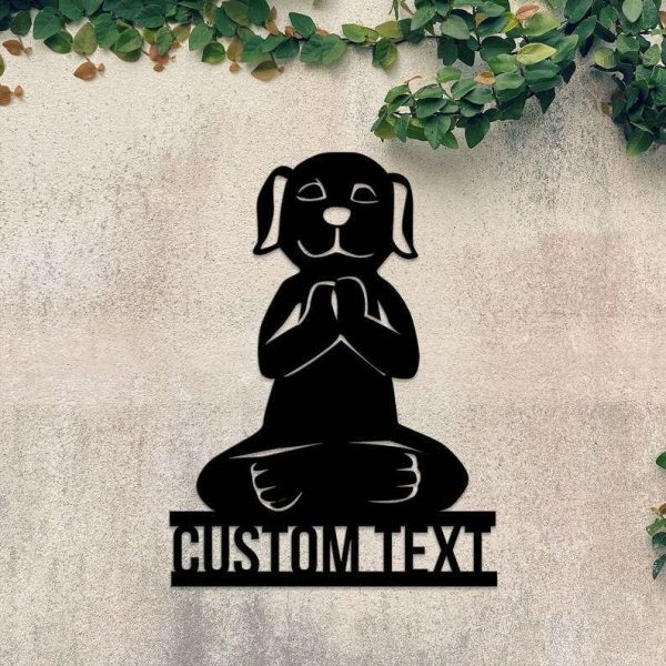 Personalized Dog Statue Buddha Buddhist Namaste Yoga Studio Home Decor Custom Metal Sign