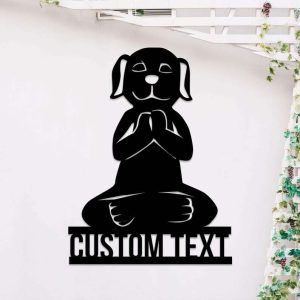 Personalized Dog Statue Buddha Buddhist Namaste Yoga Studio Home Decor Custom Metal Sign