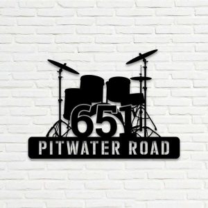 Personalized Drummer Address Sign Drum Player Music Band House Number Plaque Custom Metal Sign 2