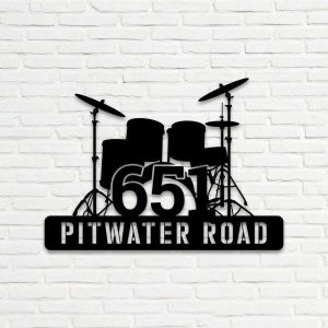 Personalized Drummer Address Sign Drum Player Music Band House Number Plaque Custom Metal Sign