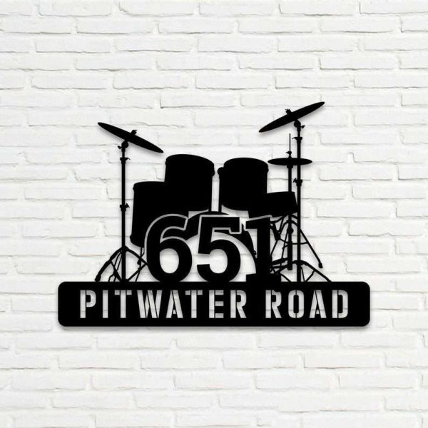 Personalized Drummer Address Sign Drum Player Music Band House Number Plaque Custom Metal Sign