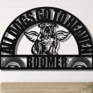 Personalized English Bulldog Memorial Sign Yard Stakes All Dogs Go To Heaven In Loving Memory of Dog Custom Metal Sign