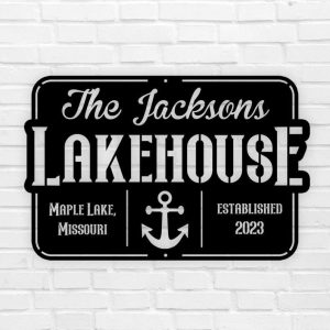 Personalized Family Lake House Custom Lake Name Anchor Lake Decor Custom Metal Sign 11