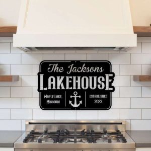 Personalized Family Lake House Custom Lake Name Anchor Lake Decor Custom Metal Sign 2