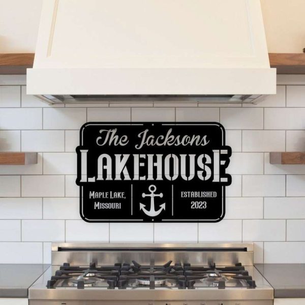 Personalized Family Lake House Custom Lake Name Anchor Lake Decor Custom Metal Sign