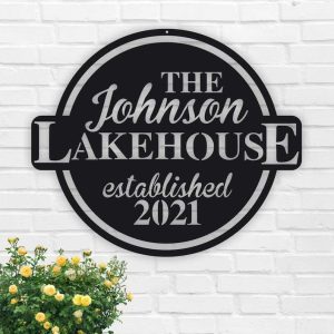 Personalized Family Lake House with Established Date Lakehouse Decor Custom Metal Sign 1