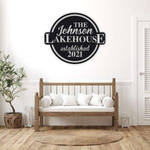 Personalized Family Lake House with Established Date Lakehouse Decor Custom Metal Sign 3