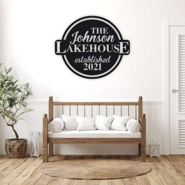 Personalized Family Lake House with Established Date Lakehouse Decor Custom Metal Sign