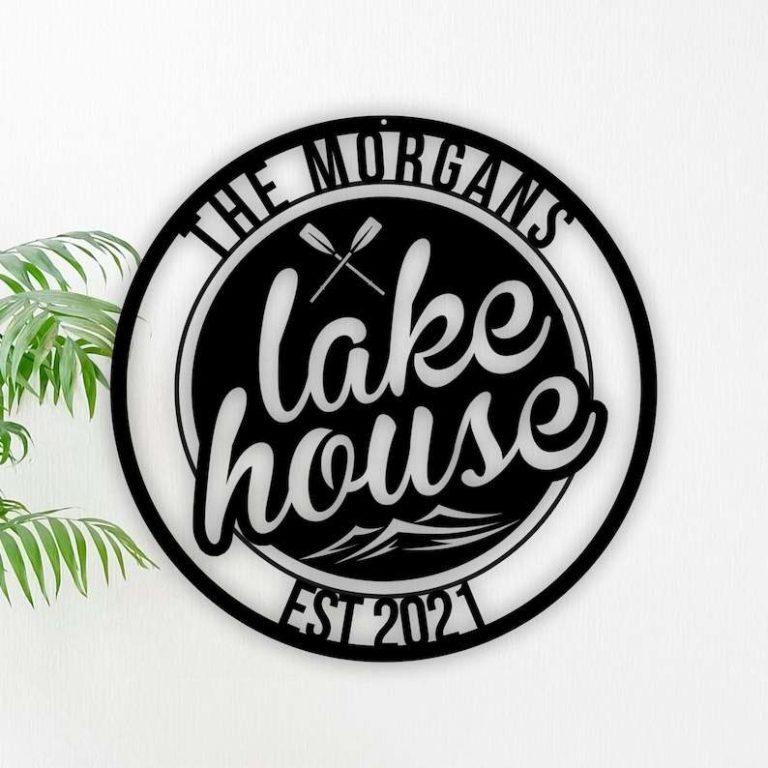 Personalized Family Lake House with Established Date Metal Sign Lake ...
