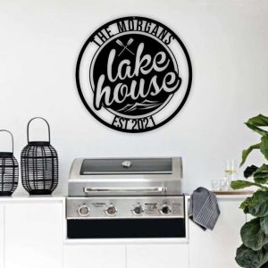 Personalized Family Lake House with Established Date Metal Sign Lake Life Lake Home Decor Custom Metal Sign 3