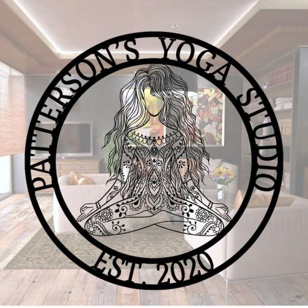 Personalized Female Yoga Instructor Yoga Studio Home Decor Custom Metal Sign