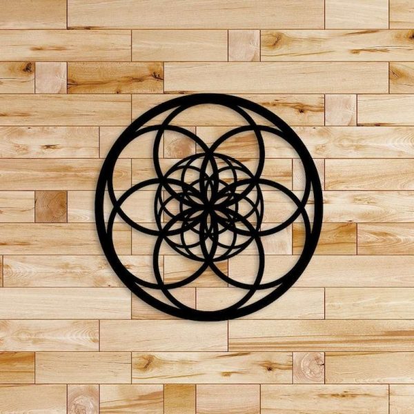 Personalized Fibonacci Seed of Life Yoga Studio Home Decor Sacred Geometry Modern Mandala Custom Metal Sign