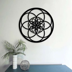 Personalized Fibonacci Seed of Life Yoga Studio Home Decor Sacred Geometry Modern Mandala Custom Metal Sign 3