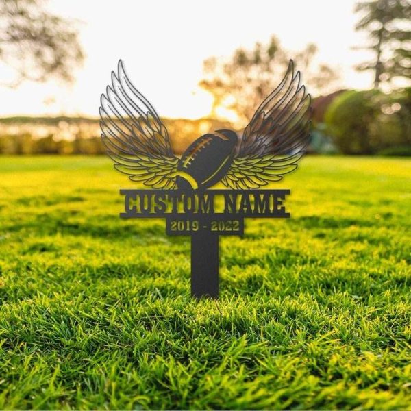 Personalized Football Memorial Sign Yard Stakes Grave Marker Football Player Sympathy Gift Custom Metal Sign