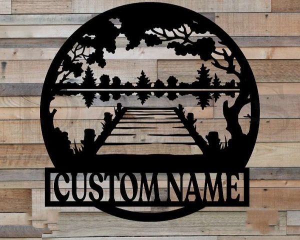 Personalized Forest Lake Sign Lake House Beach House Home Decor Custom Metal Sign