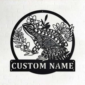 Personalized Frog Mandala Garden Studio Home Decor Custom Metal Sign 1