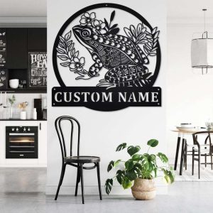 Personalized Frog Mandala Garden Studio Home Decor Custom Metal Sign 2