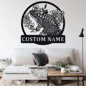 Personalized Frog Mandala Garden Studio Home Decor Custom Metal Sign 3