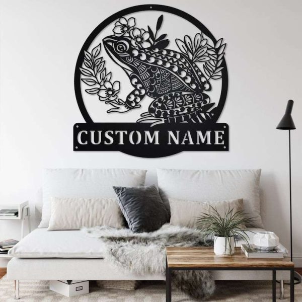 Personalized Frog Mandala Garden Studio Home Decor Custom Metal Sign