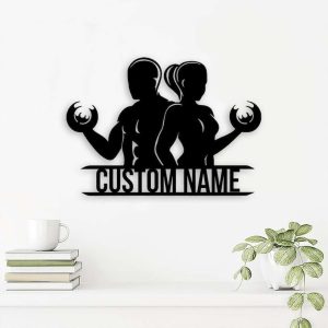 Personalized Gym Workout Couple Fitness Room Sign Home Gym Decor Custom Metal Sign 1