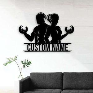 Personalized Gym Workout Couple Fitness Room Sign Home Gym Decor Custom Metal Sign 3