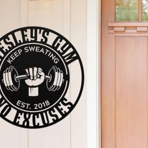 Personalized Gym Workout Room Heavy Weight Lifting Home Gym Decor Custom Metal Sign