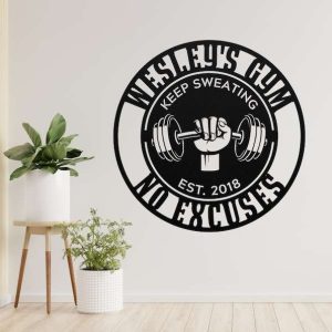 Personalized Gym Workout Room Heavy Weight Lifting Home Gym Decor Custom Metal Sign 3