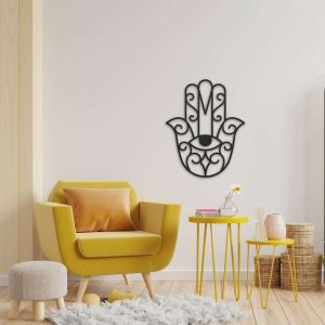 Personalized Hamsa Hand Evil Eye Yoga Studio Home Decor Hand of Fatima Custom Metal Sign 2