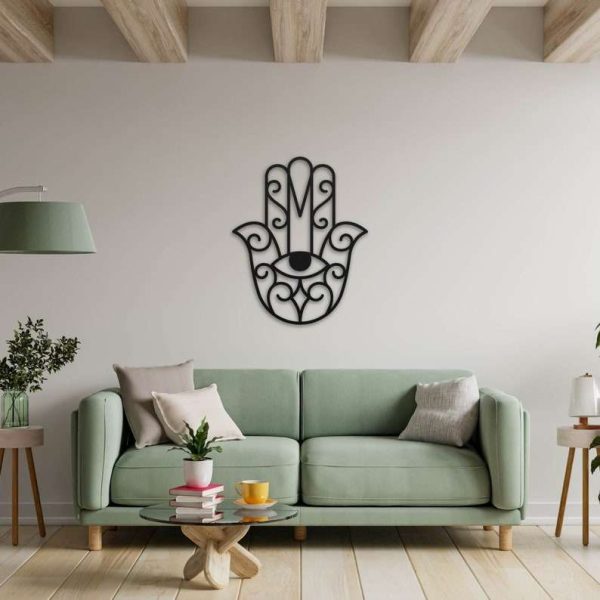 Personalized Hamsa Hand Evil Eye Yoga Studio Home Decor Hand of Fatima Custom Metal Sign