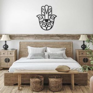 Personalized Hamsa Hand Evil Eye Yoga Studio Home Decor Hand of Fatima Custom Metal Sign