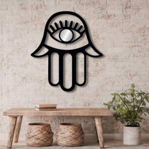 Personalized Hamsa Hand Evil Eyes Hand of Fatima V1 Yoga Studio Home Decor Custom Metal Sign