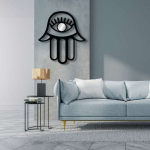 Personalized Hamsa Hand Evil Eyes Hand of Fatima V1 Yoga Studio Home Decor Custom Metal Sign 2