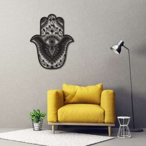 Personalized Hamsa Hand Evil Eyes Hand of Fatima V10 Yoga Studio Home Decor Custom Metal Sign 3