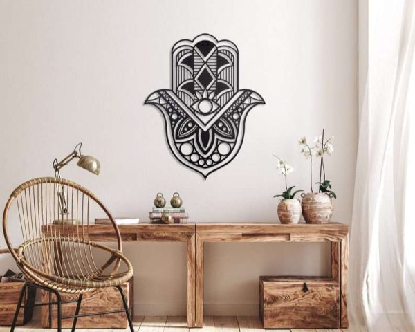 Personalized Hamsa Hand Evil Eyes Hand of Fatima V11 Yoga Studio Home Decor Custom Metal Sign