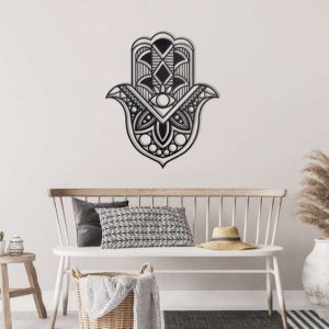 Personalized Hamsa Hand Evil Eyes Hand of Fatima V11 Yoga Studio Home Decor Custom Metal Sign 3