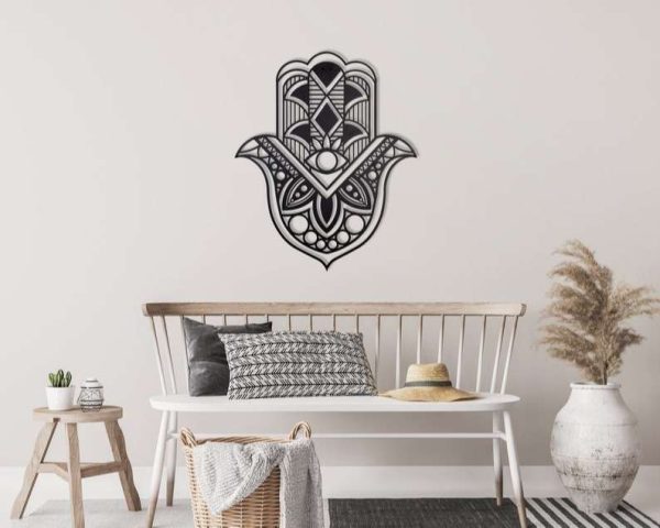 Personalized Hamsa Hand Evil Eyes Hand of Fatima V11 Yoga Studio Home Decor Custom Metal Sign