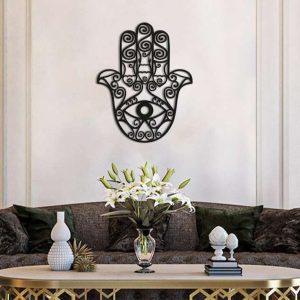 Personalized Hamsa Hand Evil Eyes Hand of Fatima V12 Yoga Studio Home Decor Custom Metal Sign 3