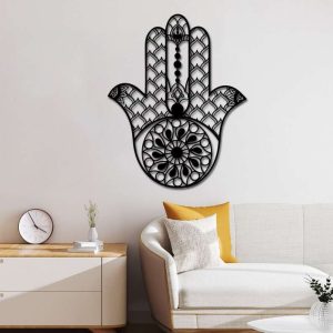 Personalized Hamsa Hand Evil Eyes Hand of Fatima V13 Yoga Studio Home Decor Custom Metal Sign 1