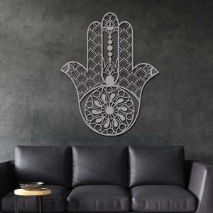 Personalized Hamsa Hand Evil Eyes Hand of Fatima V13 Yoga Studio Home Decor Custom Metal Sign 2