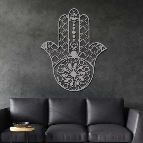 Personalized Hamsa Hand Evil Eyes Hand of Fatima V13 Yoga Studio Home Decor Custom Metal Sign