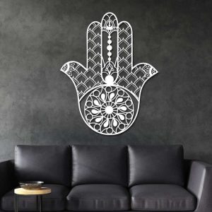 Personalized Hamsa Hand Evil Eyes Hand of Fatima V13 Yoga Studio Home Decor Custom Metal Sign 3