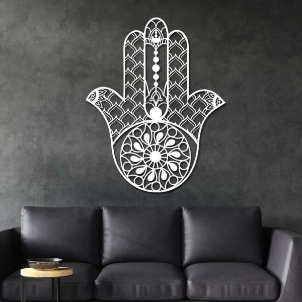 Personalized Hamsa Hand Evil Eyes Hand of Fatima V13 Yoga Studio Home Decor Custom Metal Sign