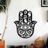 Personalized Hamsa Hand Evil Eyes Hand of Fatima V2 Yoga Studio Home Decor Custom Metal Sign 1