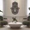 Personalized Hamsa Hand Evil Eyes Hand of Fatima V3 Yoga Studio Home Decor Custom Metal Sign 1