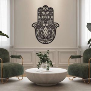 Personalized Hamsa Hand Evil Eyes Hand of Fatima V3 Yoga Studio Home Decor Custom Metal Sign