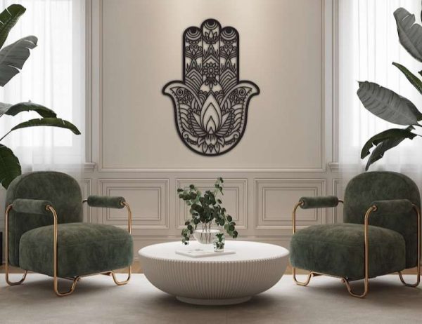 Personalized Hamsa Hand Evil Eyes Hand of Fatima V3 Yoga Studio Home Decor Custom Metal Sign