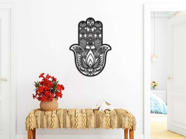 Personalized Hamsa Hand Evil Eyes Hand of Fatima V3 Yoga Studio Home Decor Custom Metal Sign