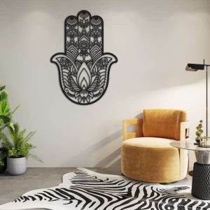 Personalized Hamsa Hand Evil Eyes Hand of Fatima V3 Yoga Studio Home Decor Custom Metal Sign