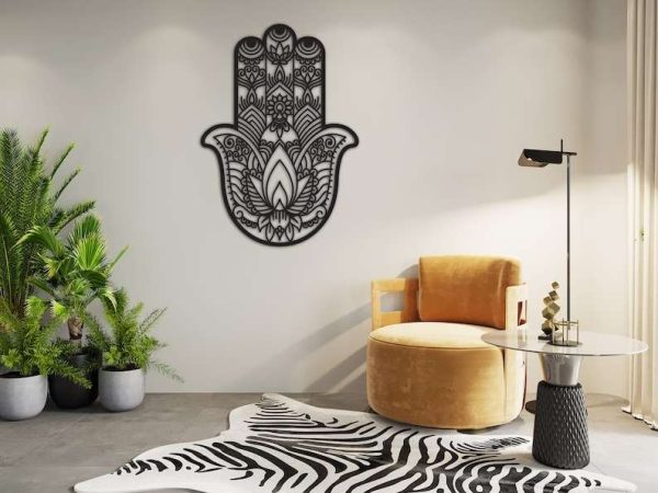 Personalized Hamsa Hand Evil Eyes Hand of Fatima V3 Yoga Studio Home Decor Custom Metal Sign